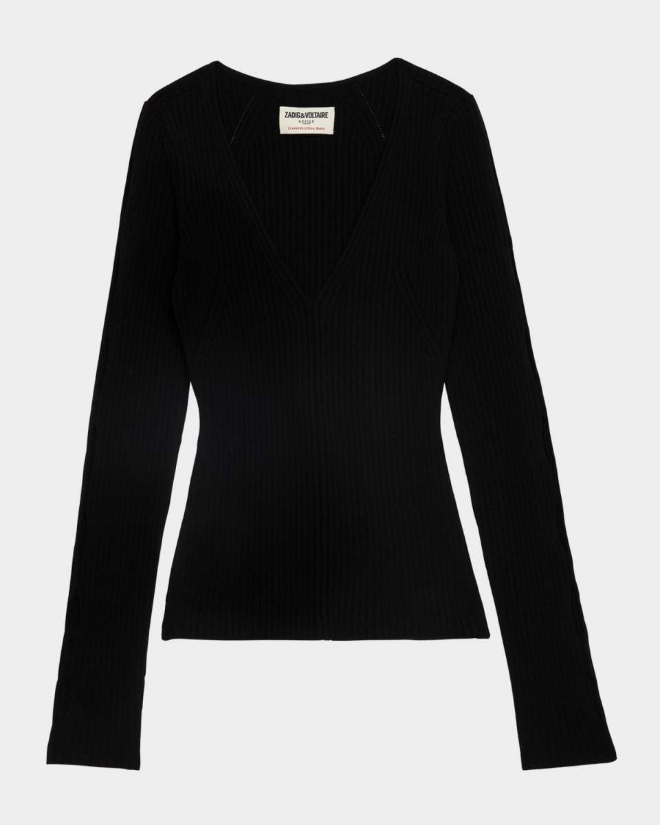 Syla Ribbed Merino Wool-Blend Sweater